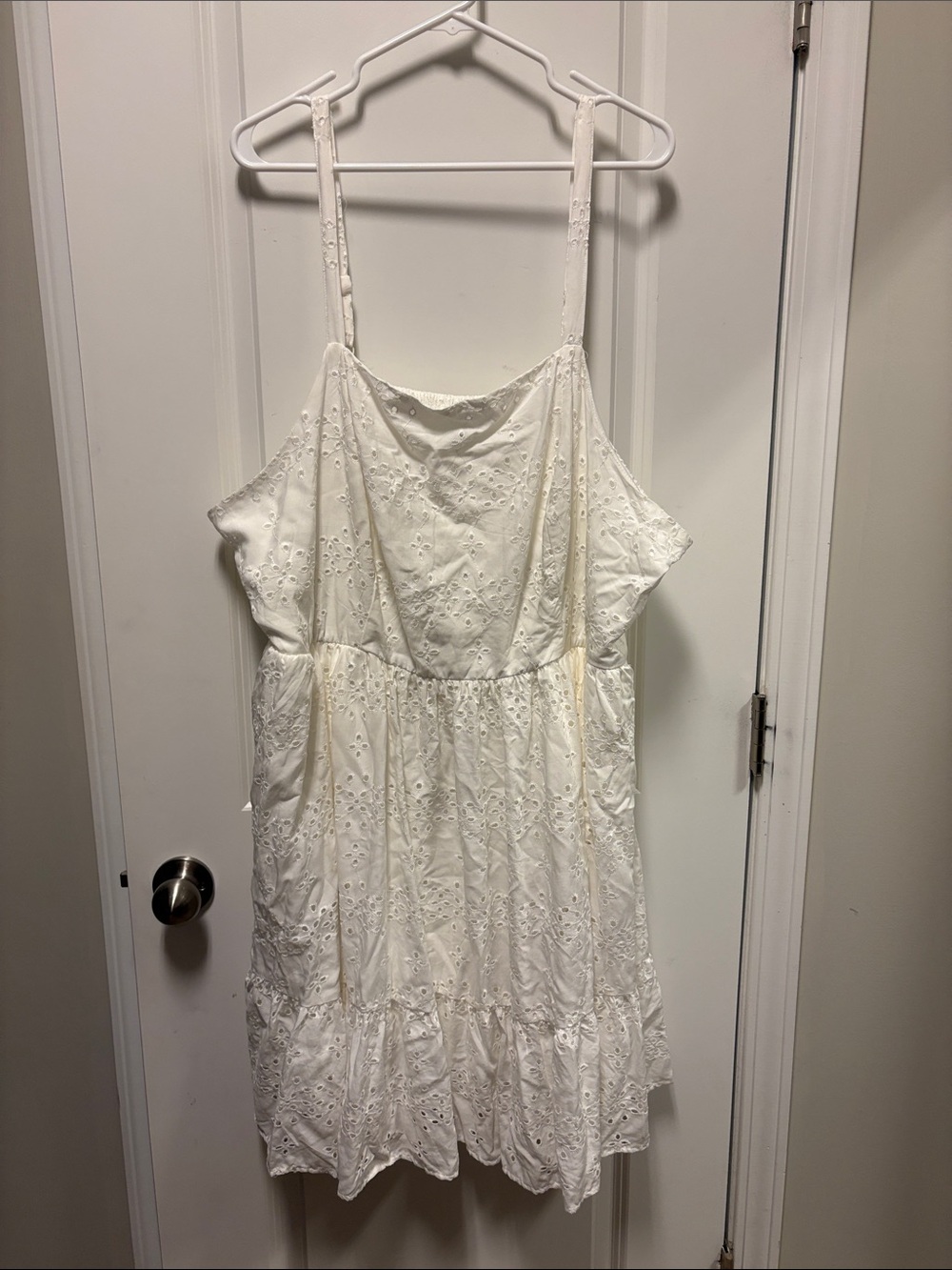 TORRID size 3 White Eyelet Mini Dress with adjustable Straps